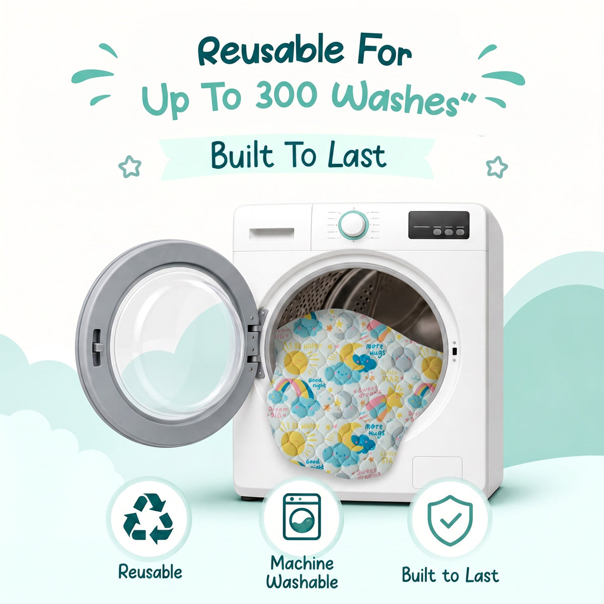 Machine washable and reusable for up to 300 washes