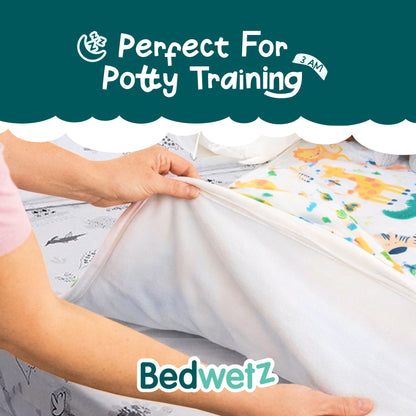 Perfect for potty training: lifting the Safari pad off a bed for a quick change