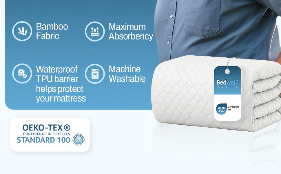 Bamboo fabric, maximum absorbency: A soft bamboo top over a waterproof TPU barrier that helps protect your mattress, and it all goes straight in the washing machine.